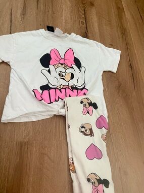 Zara Disney blouse and ribbed pants featuring Minnie mouse.